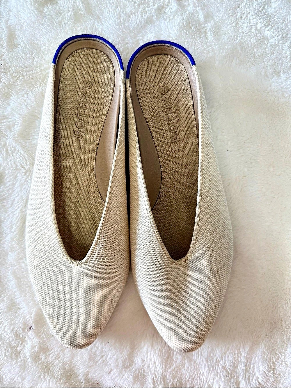 Rothy's The Point Mule Pointed Toe Mules Cream US 7.5